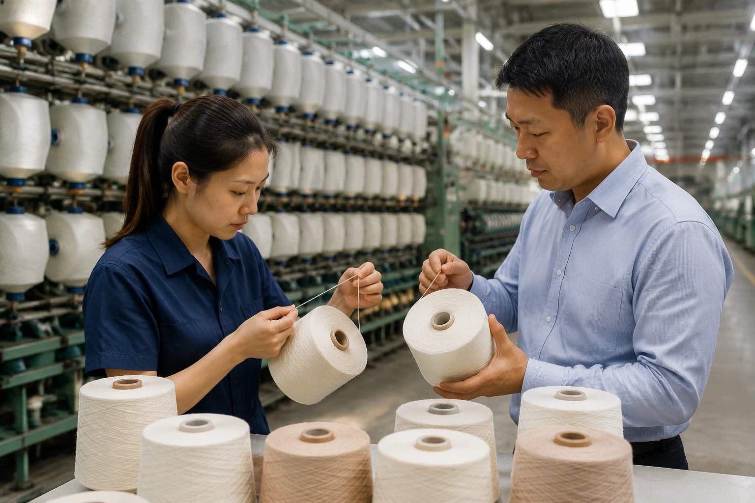 Contrôle des cônes de fil régénéré avant la production textile